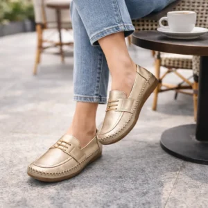 Comfort walking flats gold