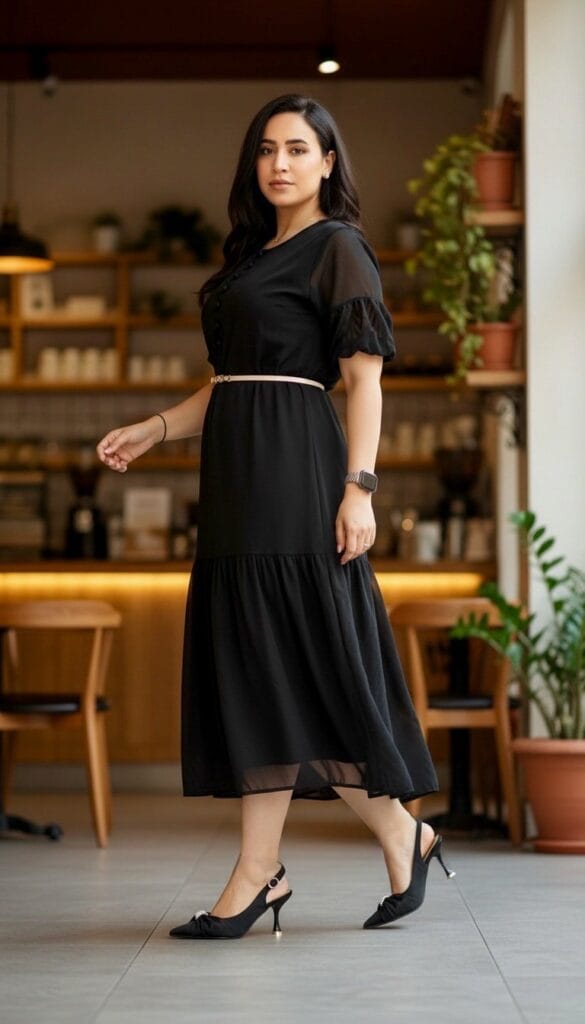 Urbantoes Black Pearl Bow Slingback Kitten Heels for Women