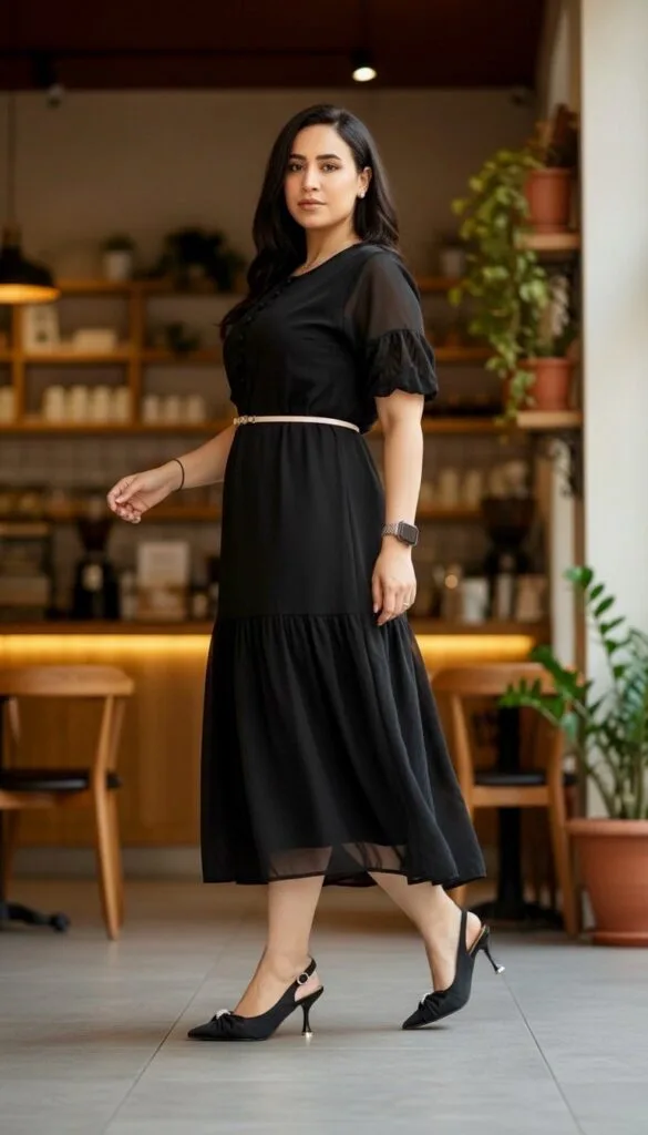 Urbantoes Black Pearl Bow Slingback Kitten Heels for Women