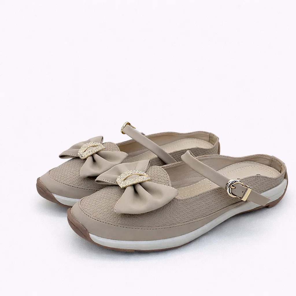 Urbantoes Women’s Beige Walking Flats with Bow Detail