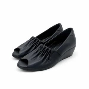 women’s black peep toe wedge