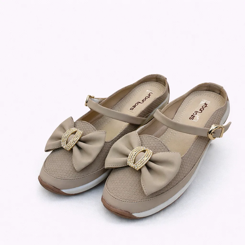Urbantoes Women’s Beige Walking Flats with Bow Detail