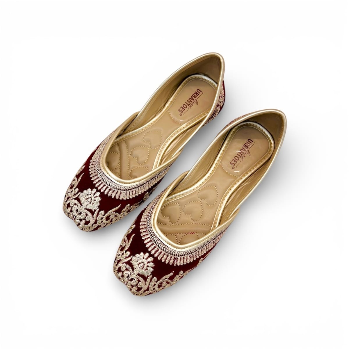 Women’s Maroon Embroidered Punjabi Jutti with Silver Zari Work - Image 3